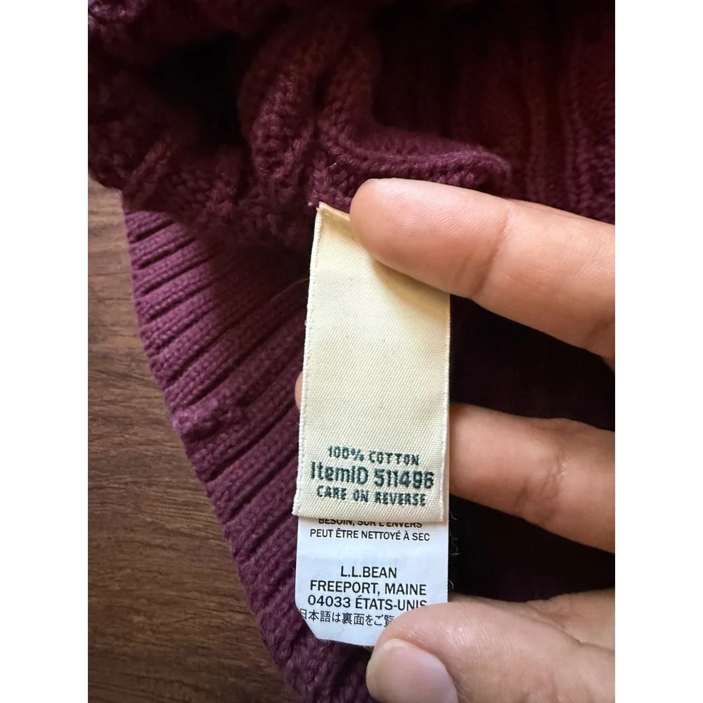 L.L.Bean Cable Knit Deep Wine‎ Button Front Cardigan